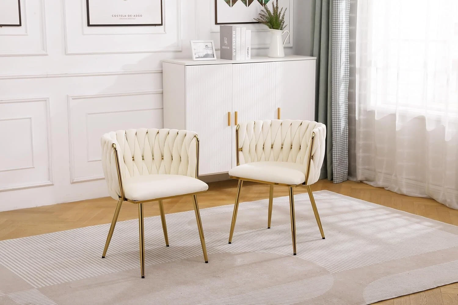 Set of 2 Velvet Dining Chairs Luxury Gold Legs Pad